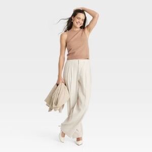 A New Day- Women’s Crewneck Cozy Knit Pullover Sweater Tank Camel Small